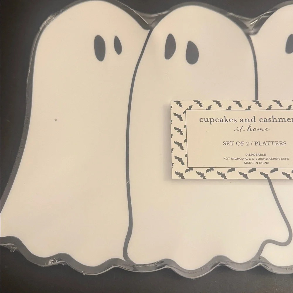 2pc Cupcakes & Cashmere Disposable Ghost Platter Set - White